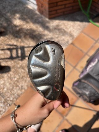 Carro y mochila de golf con palos