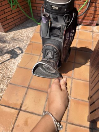 Carro y mochila de golf con palos
