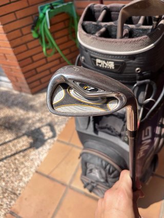 Carro y mochila de golf con palos