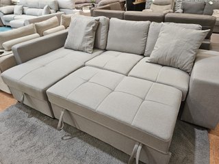 Sofá Cama Chaiselongue con Arcón y 2 Puffs