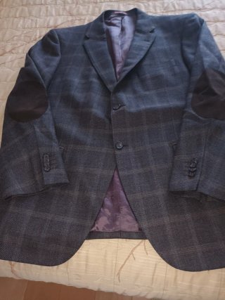 Americana de cuadros gris y morado