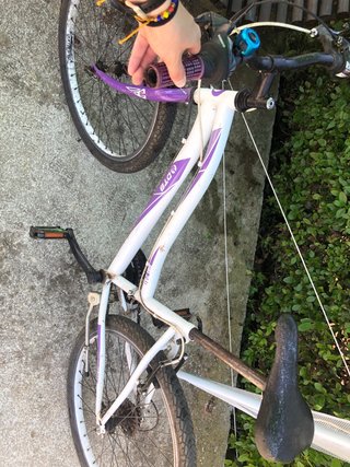 Bicicleta DTB blanca y morada