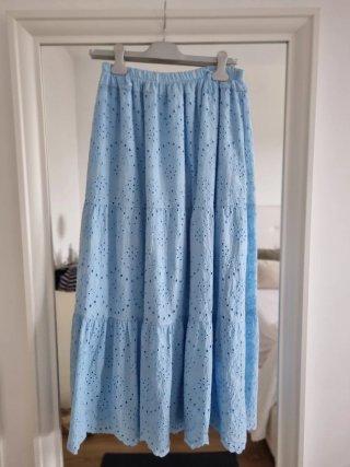 Falda larga boho azul celeste