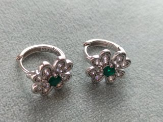 Pendientes aro trébol plata de ley