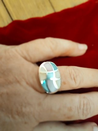 Anillo Plata 925 Diseño Mosaico Multicolor