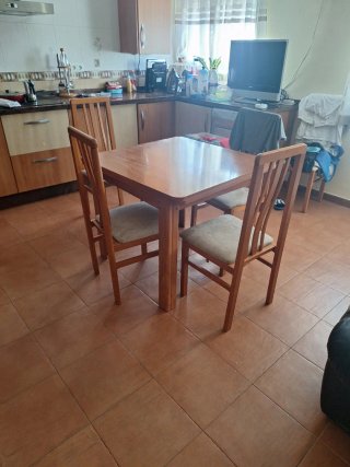 Mesa de cocina extensible madera 1,60m