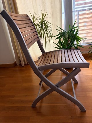 Conjunto terraza madera y metal
