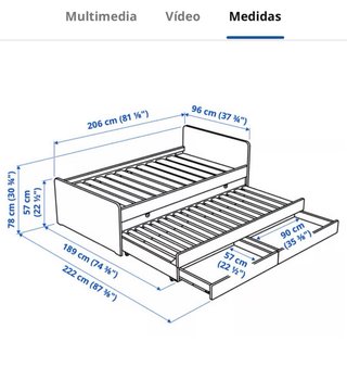 Cama nido IKEA con 2 cajones y cama extra