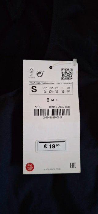 Zara Negro Talla S. 50°/•