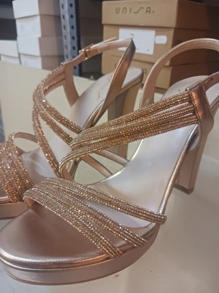Sandalias Rosas Brillantes Tacon
