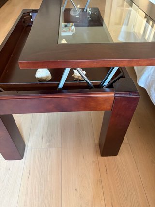 Mesa de centro elevable madera y cristal