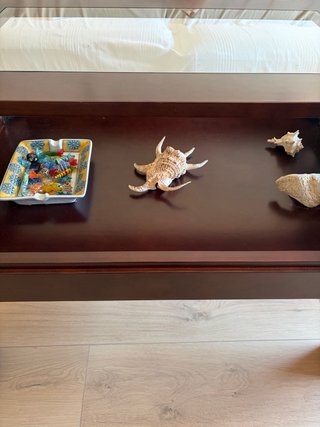 Mesa de centro elevable madera y cristal