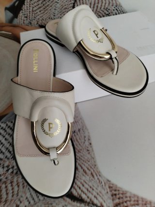 Ciabatte Pollini Pelle Donna Bianco Oro