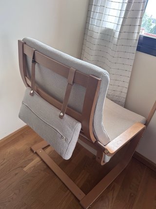 Butaca IKEA madera y tela beige