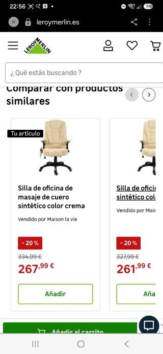 Sillón de oficina beige y negro