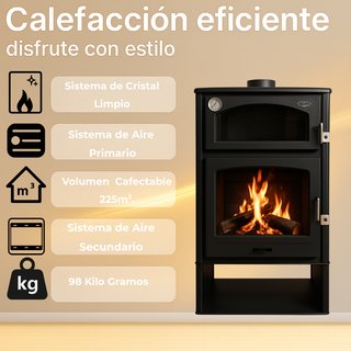 Estufa de leña con horno inox Aston 13,1 kW
