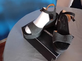 Sandalias Marypaz Plataforma Ante y Tela Talla 37