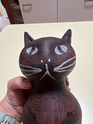 Hucha gato cerámica marrón y negro
