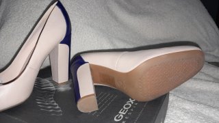 Zapatos nuevos Geox tacón alto beige/azul T.38.5