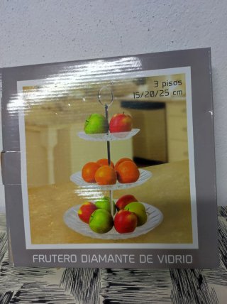 Frutero Diamante de Vidrio 3 Pisos