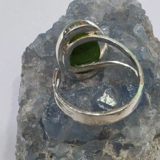 Anillo Plata 925 Ajustable Prehnita Verde