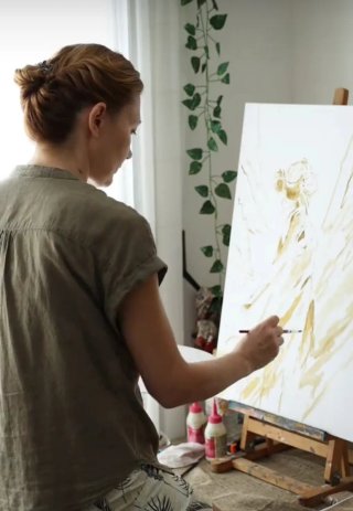 Cuadro al óleo pintado a mano.
