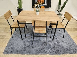 Mesa de forja y madera con 4 sillas