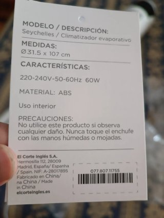 Climatizador Evaporativo El Corte Inglés