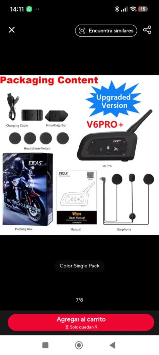 Intercomunicador EJEAS V6 PRO para Casco