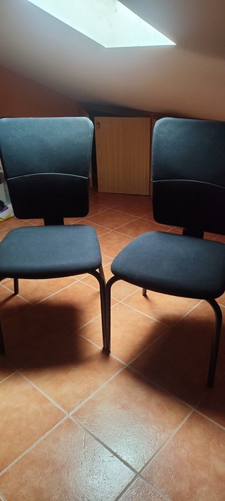 5 Sillas Comedor Tela y Metal Negras