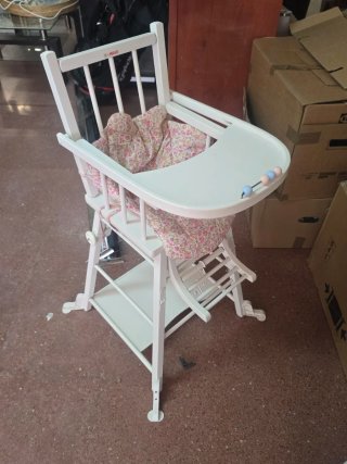 Trona bebé madera blanca