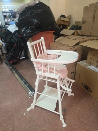 Trona bebé madera blanca