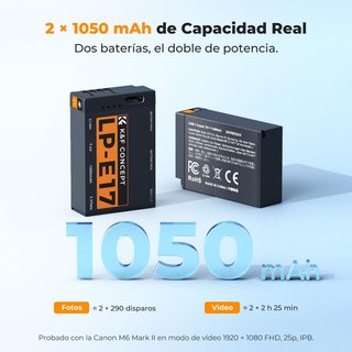 K&F CONCEPT 2x Batterie LP-E17 1050mAh