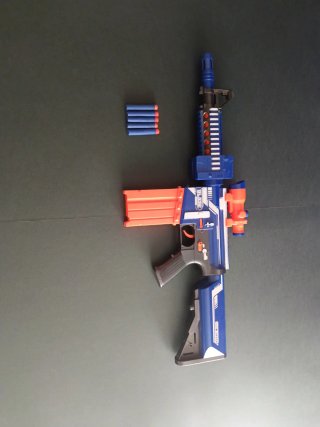 Pistola Nerf Azul y Naranja