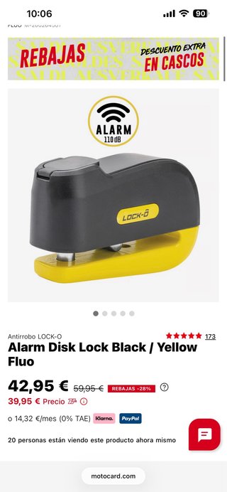Antirrobo disco LOCK-O Negro/Amarillo