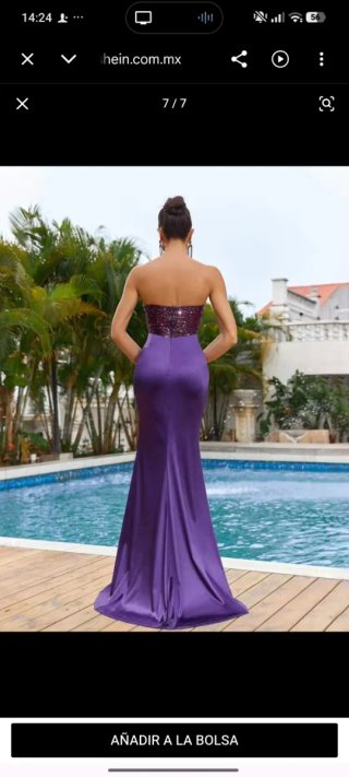 Vestido Morado Largo Fiesta Elegante
