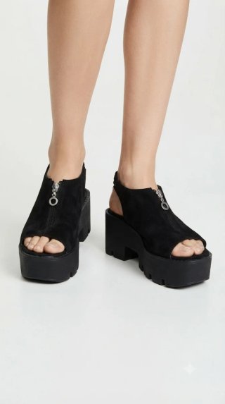 Sandalias de plataforma y cuña negras