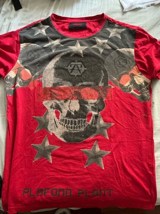 Camiseta Philipp Plein Roja Calavera Estrellas