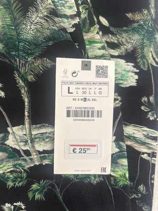 Pantalones Zara Estampado Palmeras Talla L