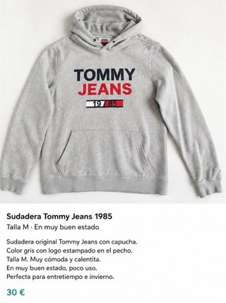 Sudadera Tommy Jeans Gris Talla M