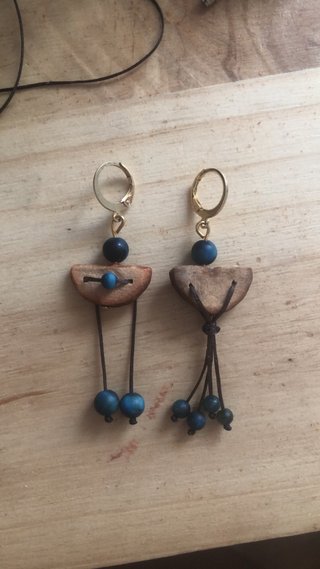 Pendientes Hueso Aguacate y Ojo Tigre Azul