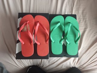Chanclas Havaianas Talla 43 (Naranja y Verde)