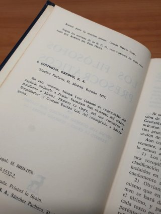Presocráticos I y II Clásica Gredos