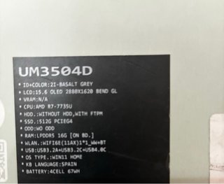Portátil ASUS Zenbook 15 OLED UM3504DA