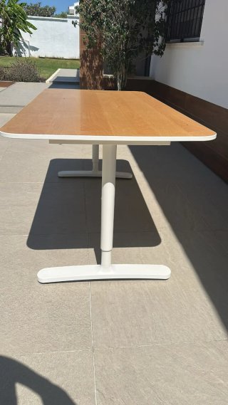 Mesa escritorio madera y metal ajustable en altura