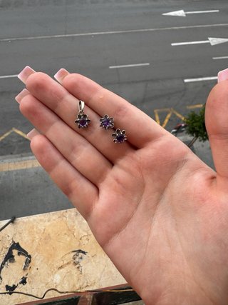 Conjunto Plata: Pendientes y Colgante Flor