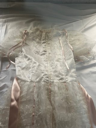 Vestido comunión años 80 blanco y rosa