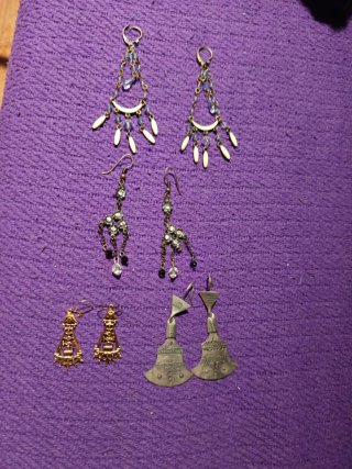 Lote 4 pares pendientes Metal y bisutería Vintage