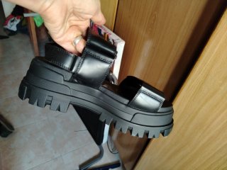 Sandalias Buffalo Velcro Piel Negras
