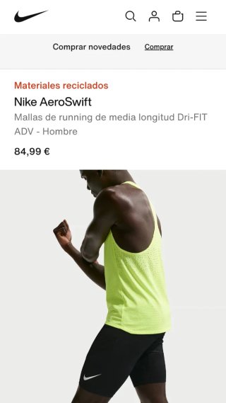 Mallas Nike AeroSwift Hombre Talla S Negras
